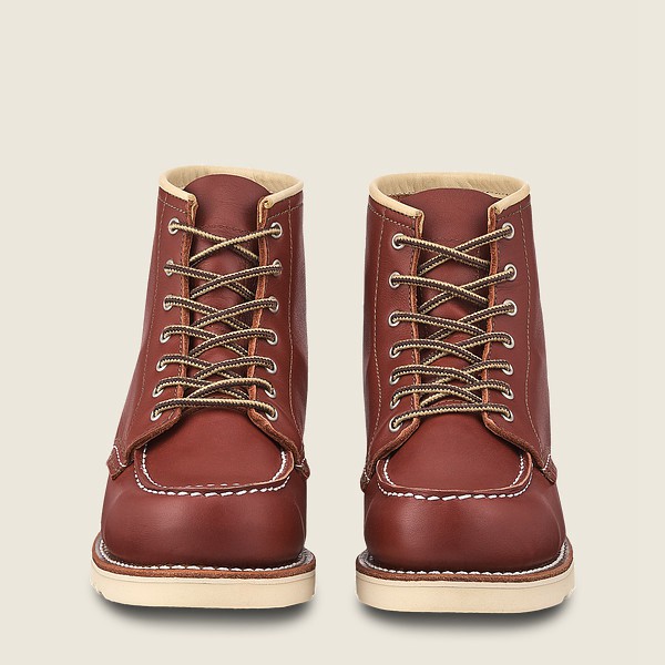 Womens Red Wing 6-inch Classic Moc - Short Atanado Leather - Heritage Boots Burgundy - XLM367015